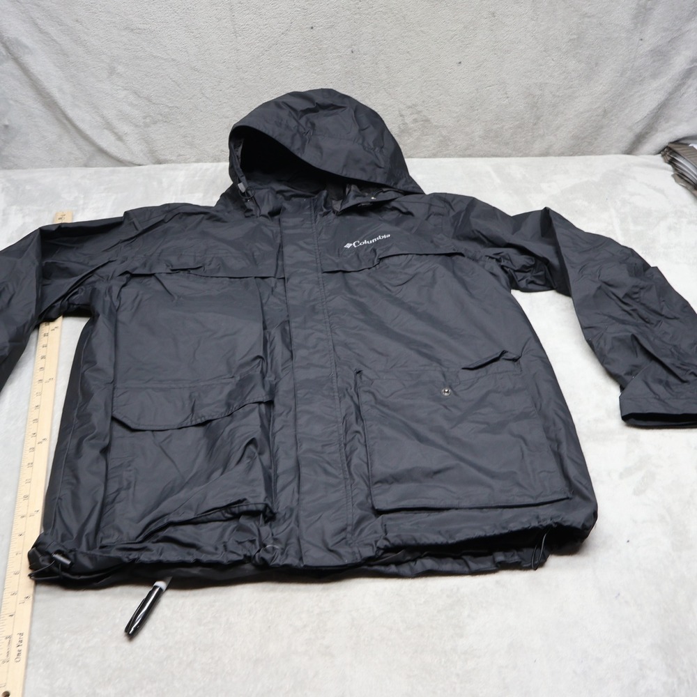 Columbia Jacket Men XL Black Watertight II Utralight Pack Waterproof Hooded Rain